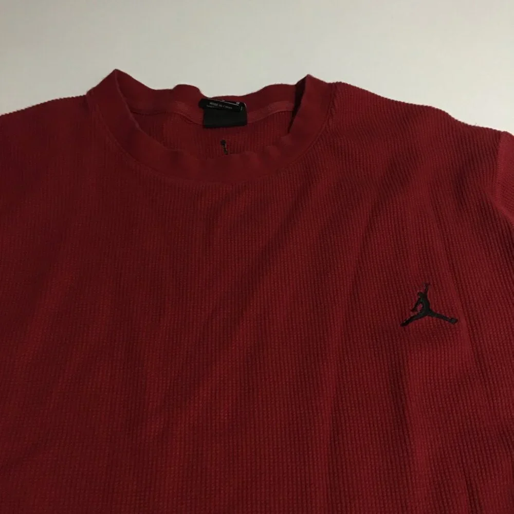 Nike Air Jordan Thermal Shirt Mens Large Red Jumpman Logo Long Sleeve